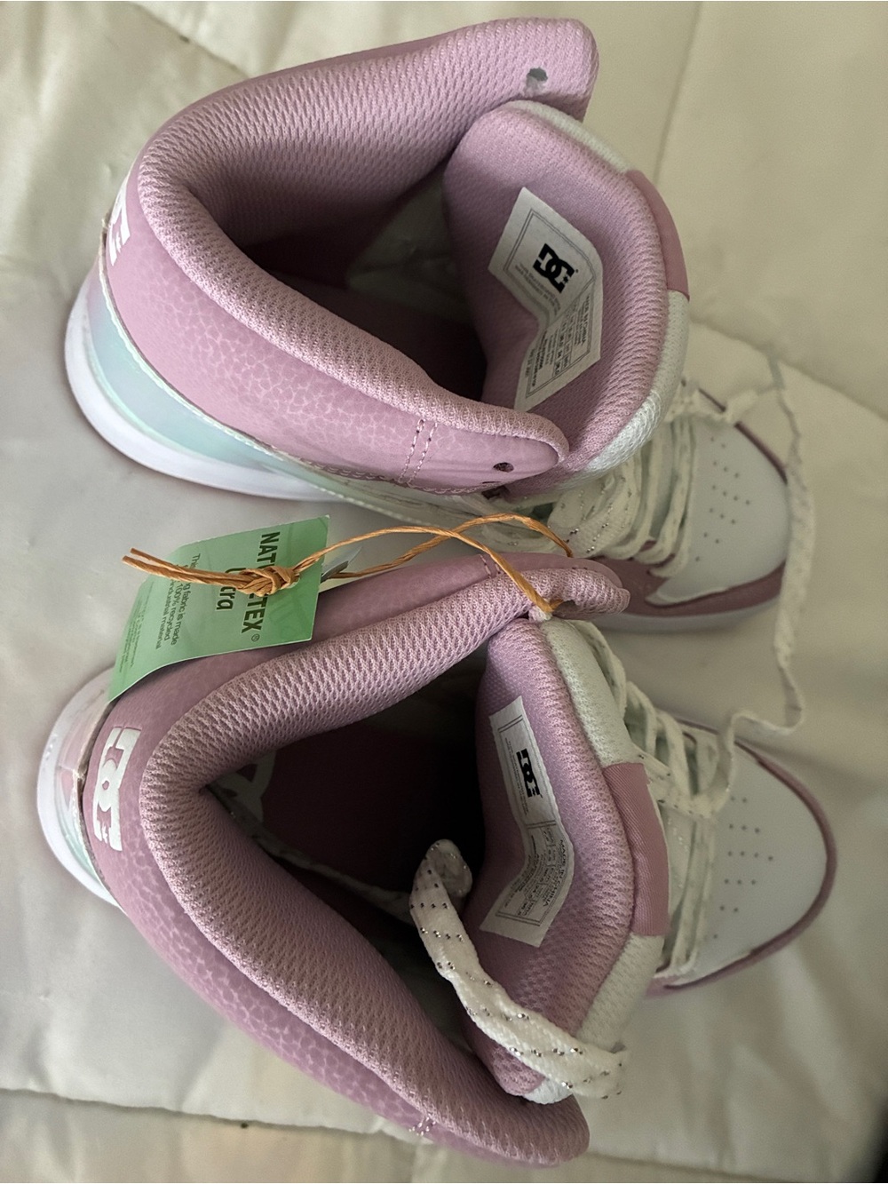 DC Pink and White High-Top Skate Shoes - Picture 6 of 8